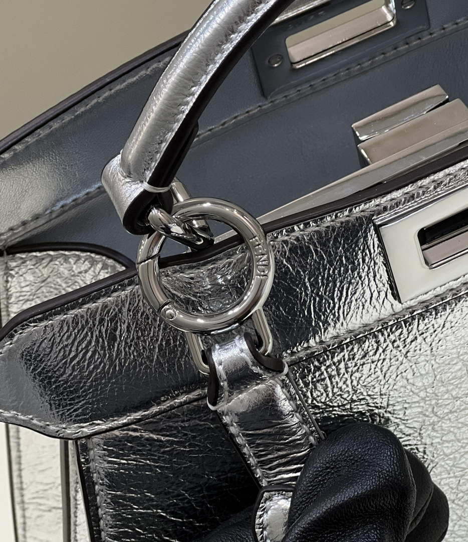 Fendi 8BN327 Peekaboo ISeeU Small Silver leather bag