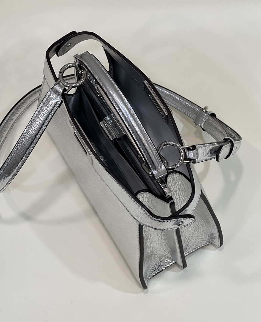 Fendi 8BN327 Peekaboo ISeeU Small Silver leather bag - Default Title - View 7