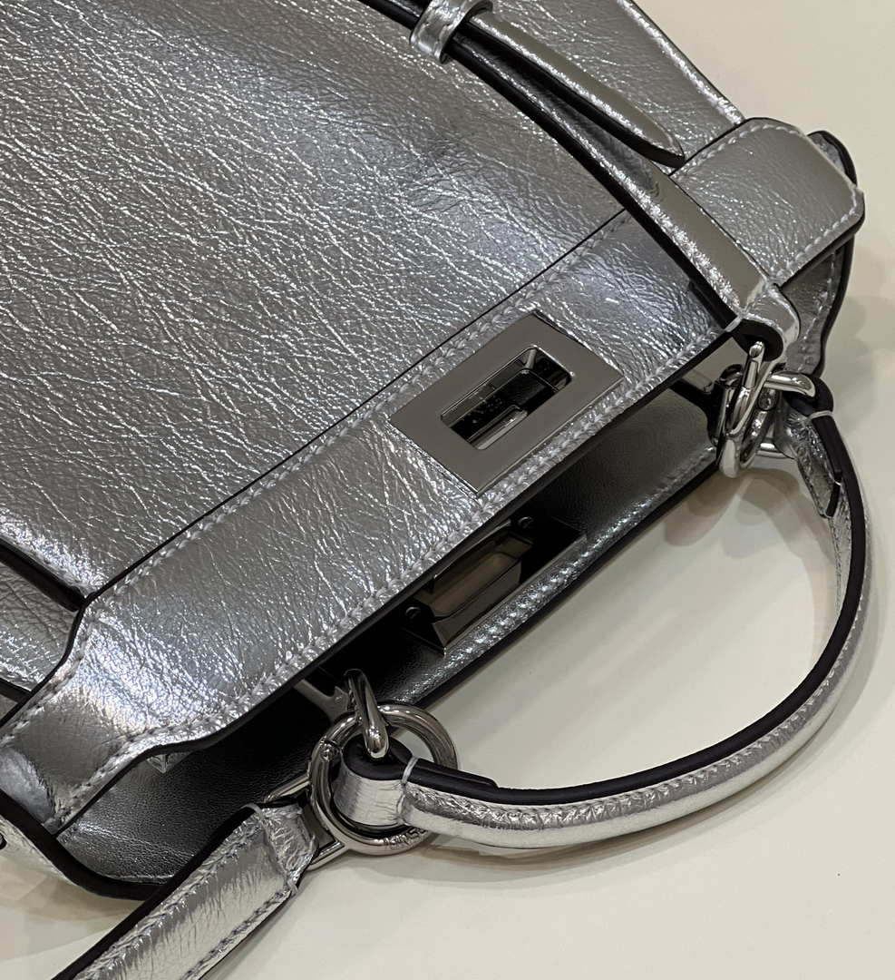 Fendi 8BN327 Peekaboo ISeeU Small Silver leather bag - Default Title - View 9