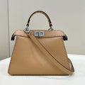 Fendi 8BN327 Peekaboo ISeeU Small Tan Selleria bag with 556 hand-sewn topstitches 80133Am - Default Title - View 1