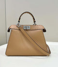 Fendi 8BN327 Peekaboo ISeeU Small Tan Selleria bag with 556 hand-sewn topstitches 80133Am