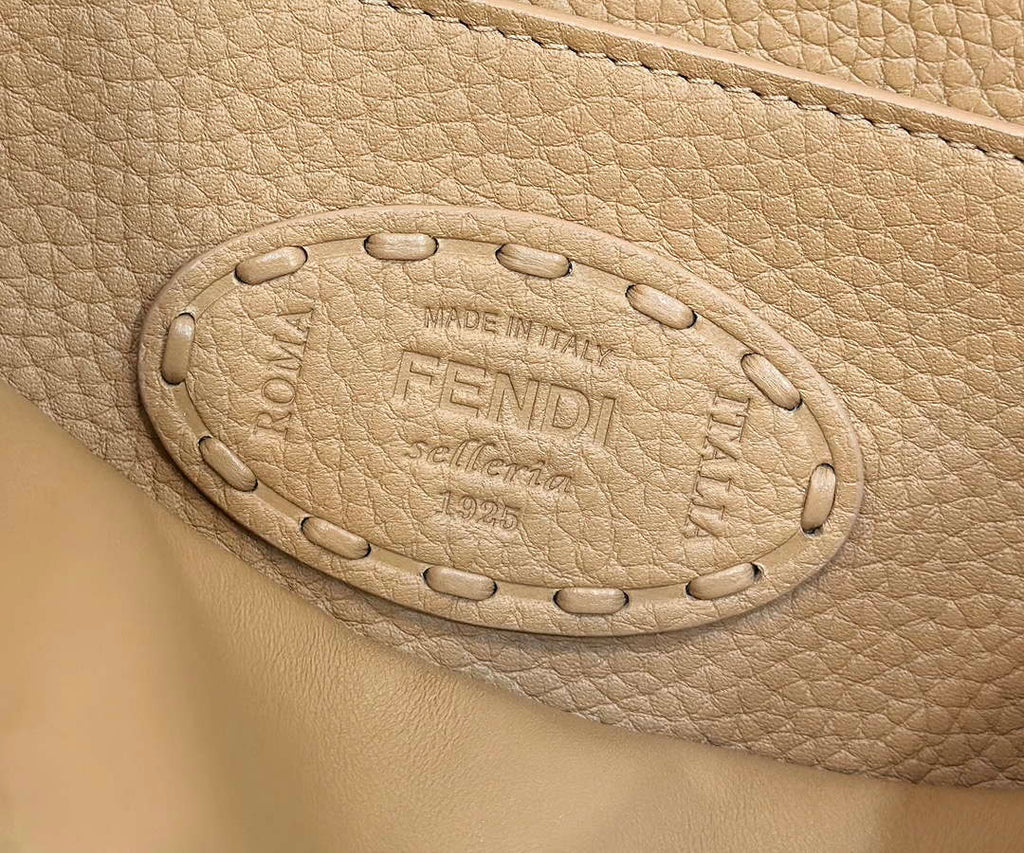 Fendi 8BN327 Peekaboo ISeeU Small Tan Selleria bag with 556 hand-sewn topstitches 80133Am