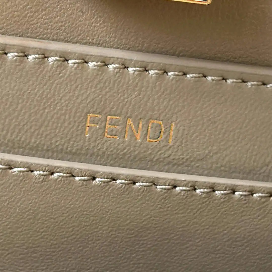 Fendi 8BN327 Peekaboo ISeeU Small Taupe Ostrich leather bag
