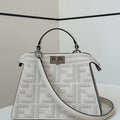 Fendi 8BN327 Peekaboo ISeeU Small White Hand-woven classic double F Logo - Default Title - View 1