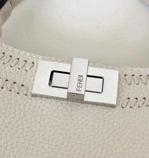 Fendi 8BN327 Peekaboo ISeeU Small White Hand-woven classic double F Logo - Default Title - View 5