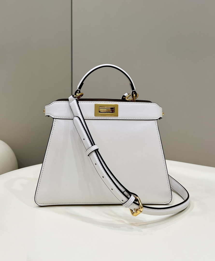 Fendi 8BN327 Peekaboo ISeeU Small White leather bag - Default Title - View 1