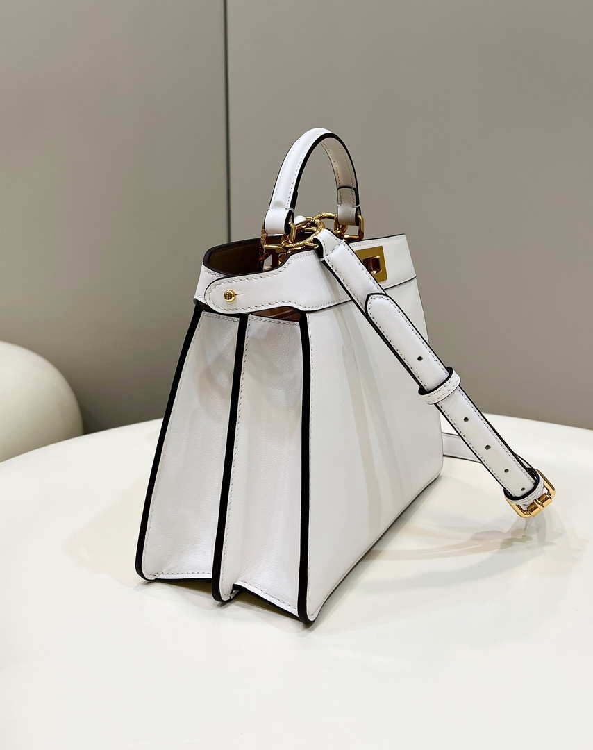 Fendi 8BN327 Peekaboo ISeeU Small White leather bag - Default Title - View 4