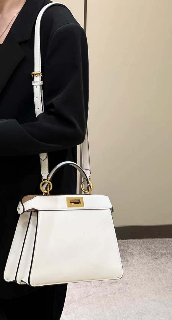 Fendi 8BN327 Peekaboo ISeeU Small White leather bag - Default Title - View 10