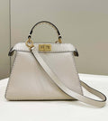 Fendi 8BN327 Peekaboo ISeeU Small White Selleria bag with 556 hand-sewn topstitches 80133Am