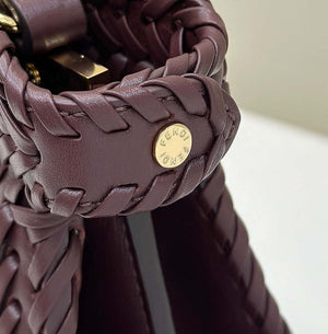 Fendi 8BN327 Peekaboo ISeeU Small Wine Red interlace leather bag 80138M - Default Title - View 5