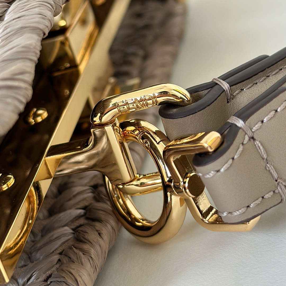 Fendi 8bn327arbcf1i2a Peekaboo ISeeU Small Dove grey leather and interlaced fibre bag 80169M - Default Title - View 6