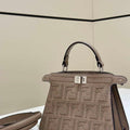 Fendi 8BN335 Mini Peekaboo ISeeU Gray Hand-woven classic double F Logo - Default Title - View 1
