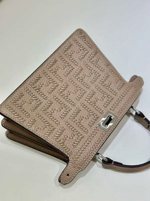 Fendi 8BN335 Mini Peekaboo ISeeU Gray Hand-woven classic double F Logo - Default Title - View 4