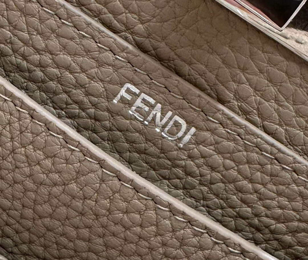 Fendi 8BN335 Mini Peekaboo ISeeU Gray Hand-woven classic double F Logo