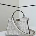 Fendi 8BN335 Mini Peekaboo ISeeU White Hand-woven classic double F Logo - Default Title - View 1