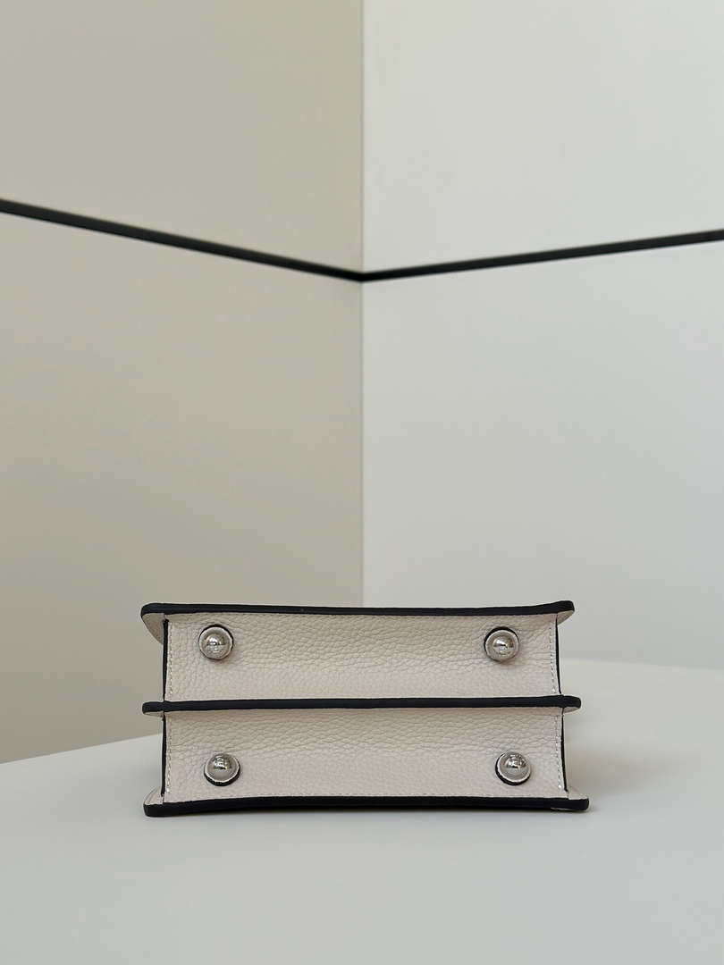 Fendi 8BN335 Mini Peekaboo ISeeU White Hand-woven classic double F Logo