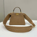 Fendi 8BN335 Peekaboo ISeeU Petite Apricot interlace leather bag 80138S - Default Title - View 1
