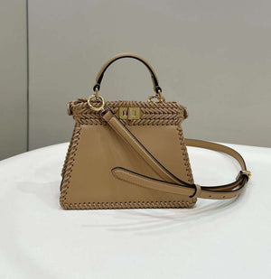 Fendi 8BN335 Peekaboo ISeeU Petite Apricot interlace leather bag 80138S - Default Title - View 2