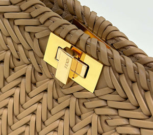 Fendi 8BN335 Peekaboo ISeeU Petite Apricot interlace leather bag 80138S - Default Title - View 5