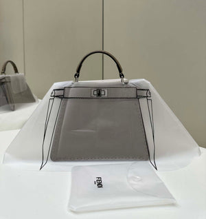 Fendi 8BN335 Peekaboo ISeeU Petite Apricot Selleria bag with 306 hand-sewn topstitches 80133As - Default Title - View 2