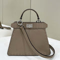 Fendi 8BN335 Peekaboo ISeeU Petite Apricot Selleria bag with 306 hand-sewn topstitches 80133As - Default Title - View 1