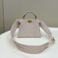 Fendi 8BN335 Peekaboo ISeeU Petite Beige interlace leather bag 80138S - Default Title - View 1