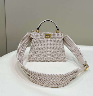 Fendi 8BN335 Peekaboo ISeeU Petite Beige interlace leather bag 80138S - Default Title - View 1