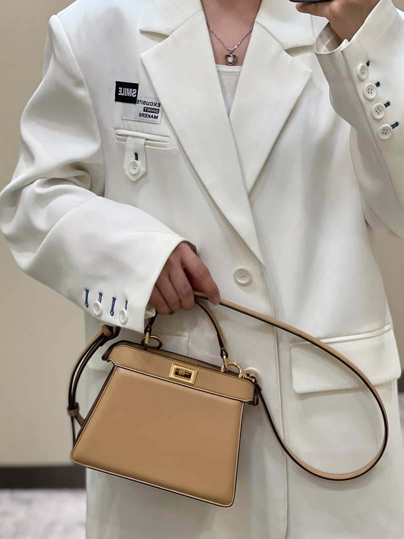 Fendi 8BN335 Peekaboo ISeeU Petite Apricot Padded Nappa Leather Bag - Default Title - View 2