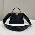 Fendi 8BN335 Peekaboo ISeeU Petite Black interlace leather bag 80138S - Default Title - View 1
