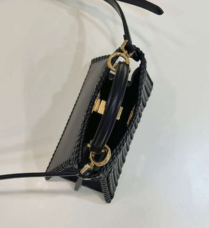 Fendi 8BN335 Peekaboo ISeeU Petite Black interlace leather bag 80138S - Default Title - View 9