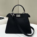 Fendi 8BN335 Peekaboo ISeeU Petite Black Selleria bag with 306 hand-sewn topstitches 80133As - Default Title - View 1