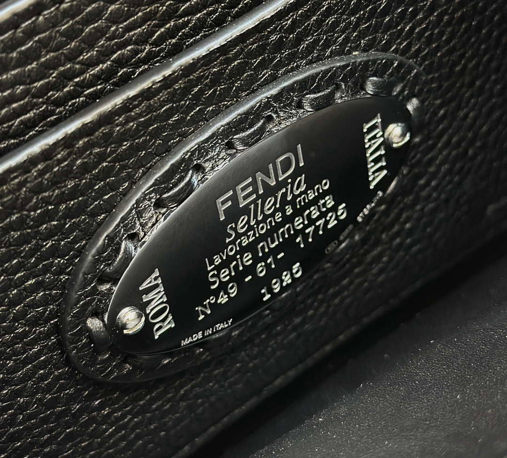 Fendi 8BN335 Peekaboo ISeeU Petite Black Selleria bag with 306 hand-sewn topstitches 80133As