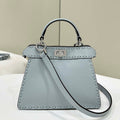 Fendi 8BN335 Peekaboo ISeeU Petite Blue Selleria bag with 306 hand-sewn topstitches 80133AS - Default Title - View 1