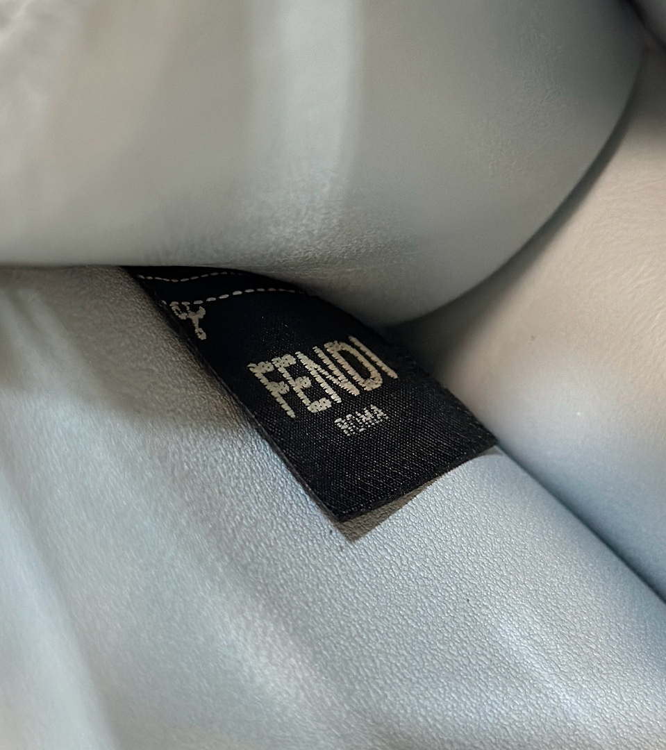 Fendi 8BN335 Peekaboo ISeeU Petite Blue Selleria bag with 306 hand-sewn topstitches 80133AS