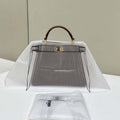 Fendi 8BN335 Peekaboo ISeeU Petite Caramel interlace leather bag 80138S - Default Title - View 1