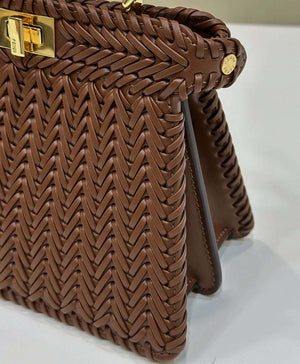 Fendi 8BN335 Peekaboo ISeeU Petite Caramel interlace leather bag 80138S - Default Title - View 8