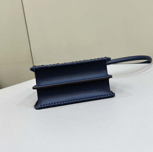 Fendi 8BN335 Peekaboo ISeeU Petite Dark Blue interlace leather bag 80138S - Default Title - View 4