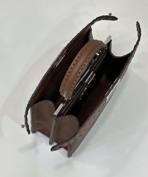 Fendi 8BN335 Peekaboo ISeeU Petite Dark Brown Selleria bag with 306 hand-sewn topstitches 80133AS - Default Title - View 9