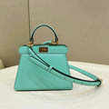Fendi 8BN335 Peekaboo ISeeU Petite Lake Blue Padded Nappa Leather Bag - Default Title - View 1