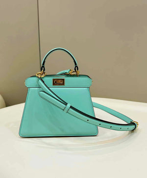 Fendi 8BN335 Peekaboo ISeeU Petite Lake Blue Padded Nappa Leather Bag - Default Title - View 1