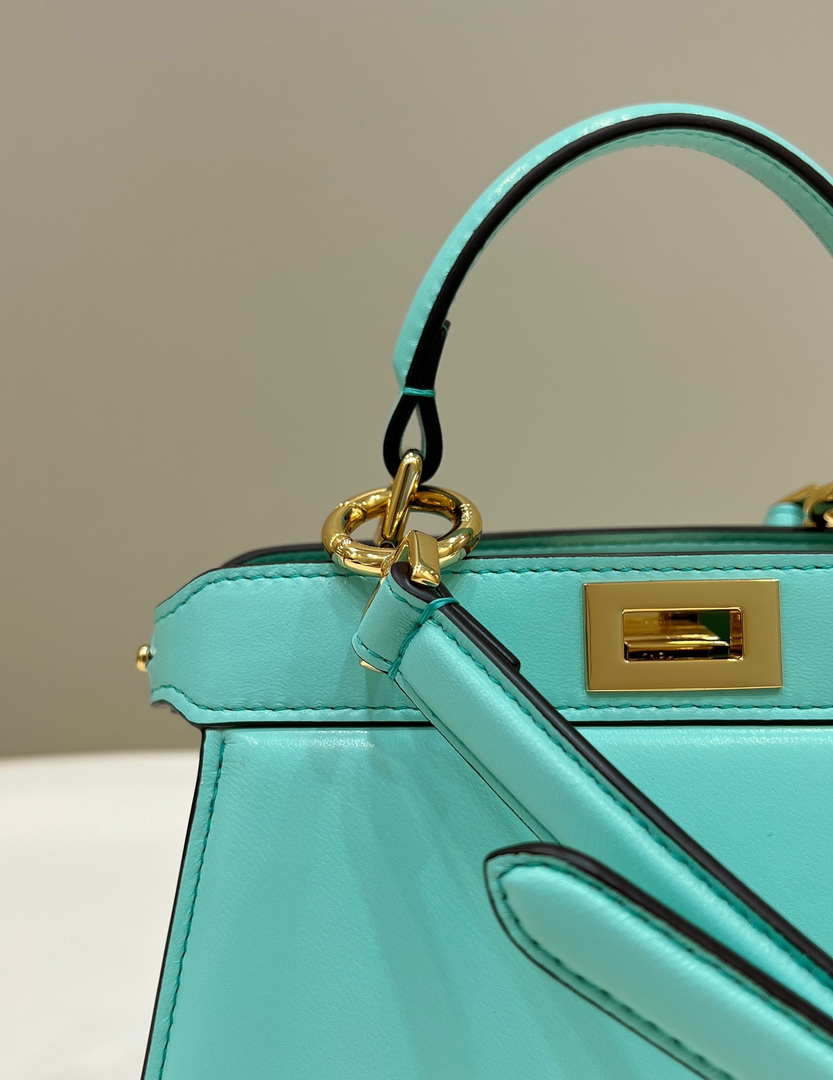Fendi 8BN335 Peekaboo ISeeU Petite Lake Blue Padded Nappa Leather Bag - Default Title - View 5