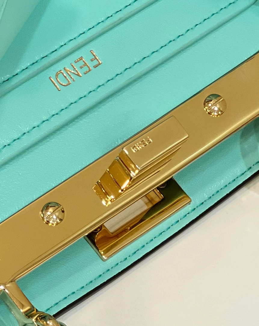 Fendi 8BN335 Peekaboo ISeeU Petite Lake Blue Padded Nappa Leather Bag - Default Title - View 7