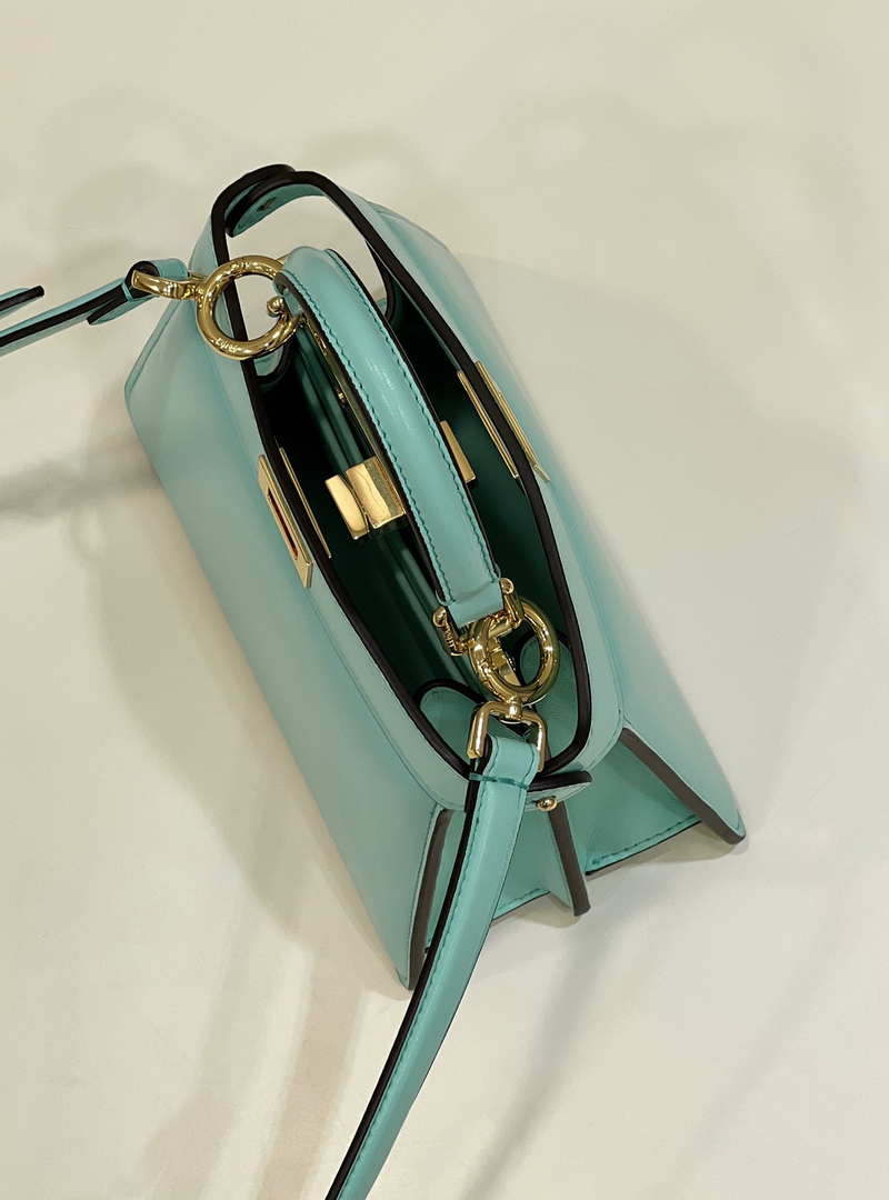 Fendi 8BN335 Peekaboo ISeeU Petite Lake Blue Padded Nappa Leather Bag - Default Title - View 9
