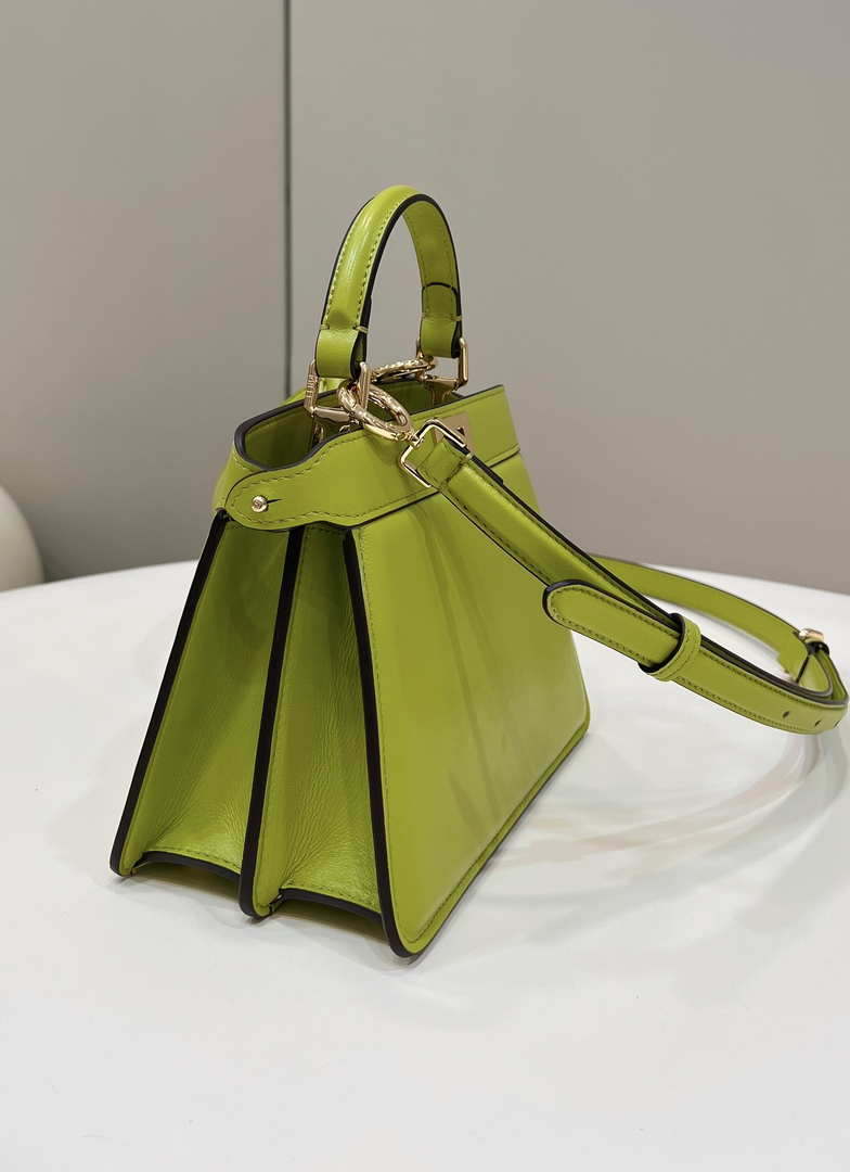 Fendi 8BN335 Peekaboo ISeeU Petite Lemon Green Padded Nappa Leather Bag