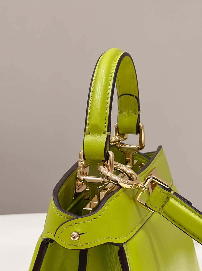 Fendi 8BN335 Peekaboo ISeeU Petite Lemon Green Padded Nappa Leather Bag