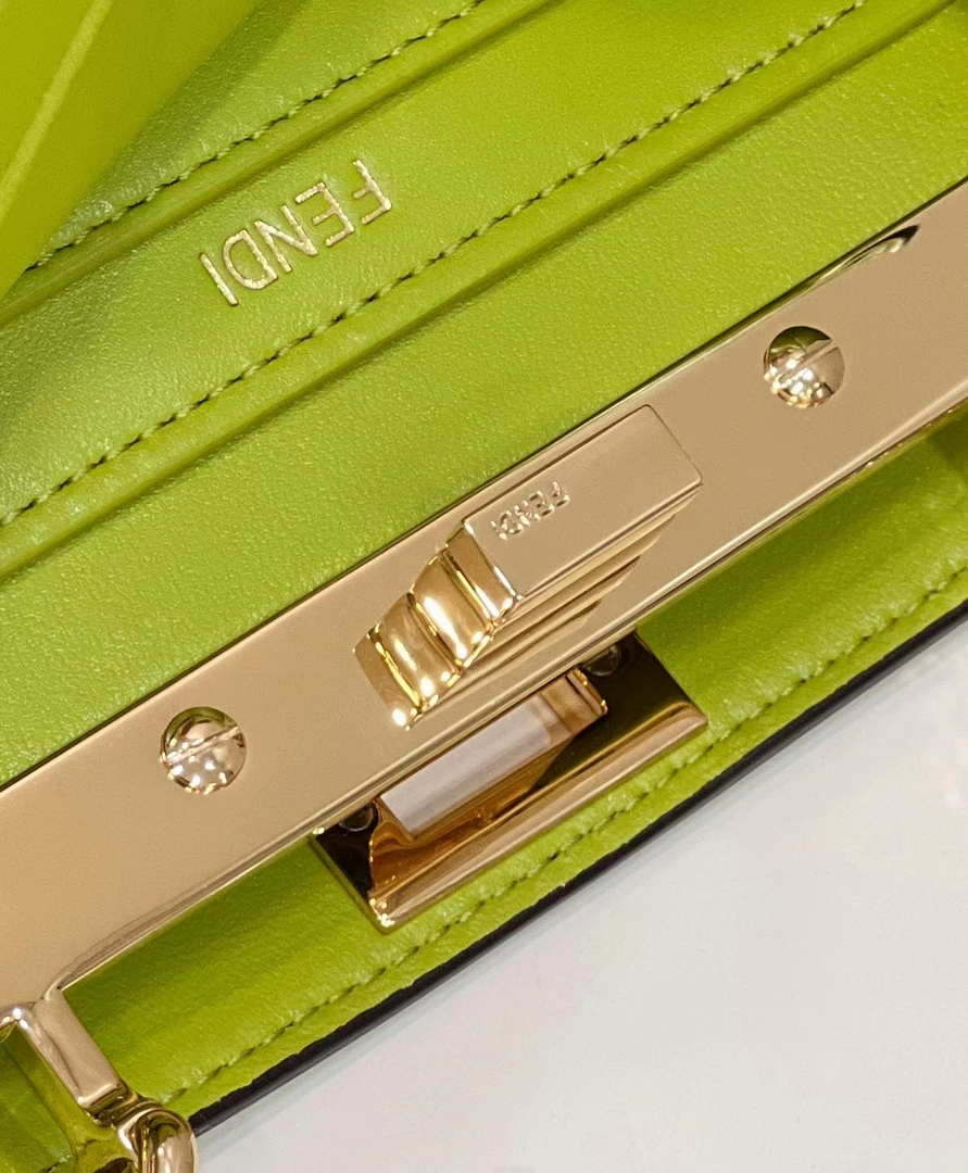 Fendi 8BN335 Peekaboo ISeeU Petite Lemon Green Padded Nappa Leather Bag - Default Title - View 6