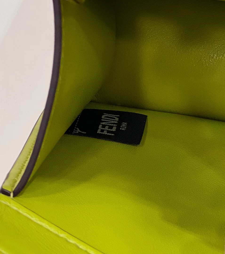 Fendi 8BN335 Peekaboo ISeeU Petite Lemon Green Padded Nappa Leather Bag