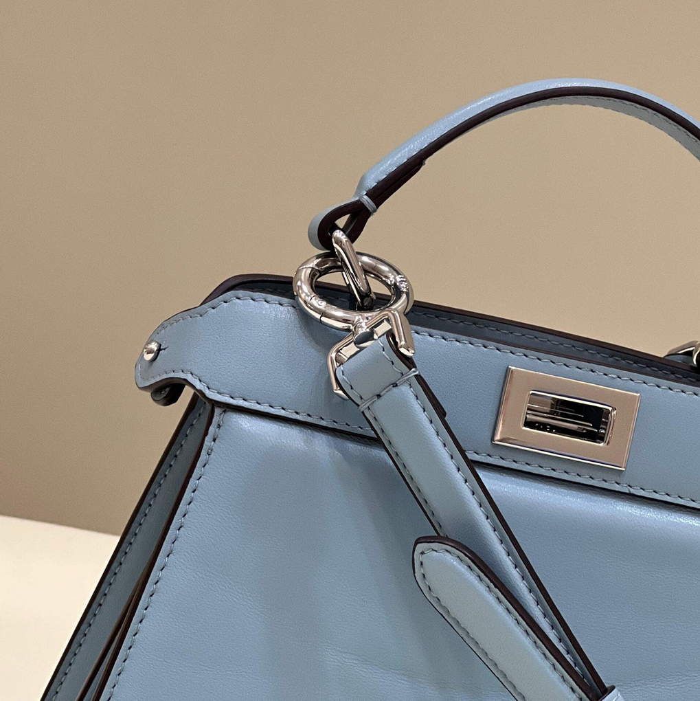 Fendi 8BN335 Peekaboo ISeeU Petite Light Blue Padded Nappa Leather Bag - Default Title - View 6