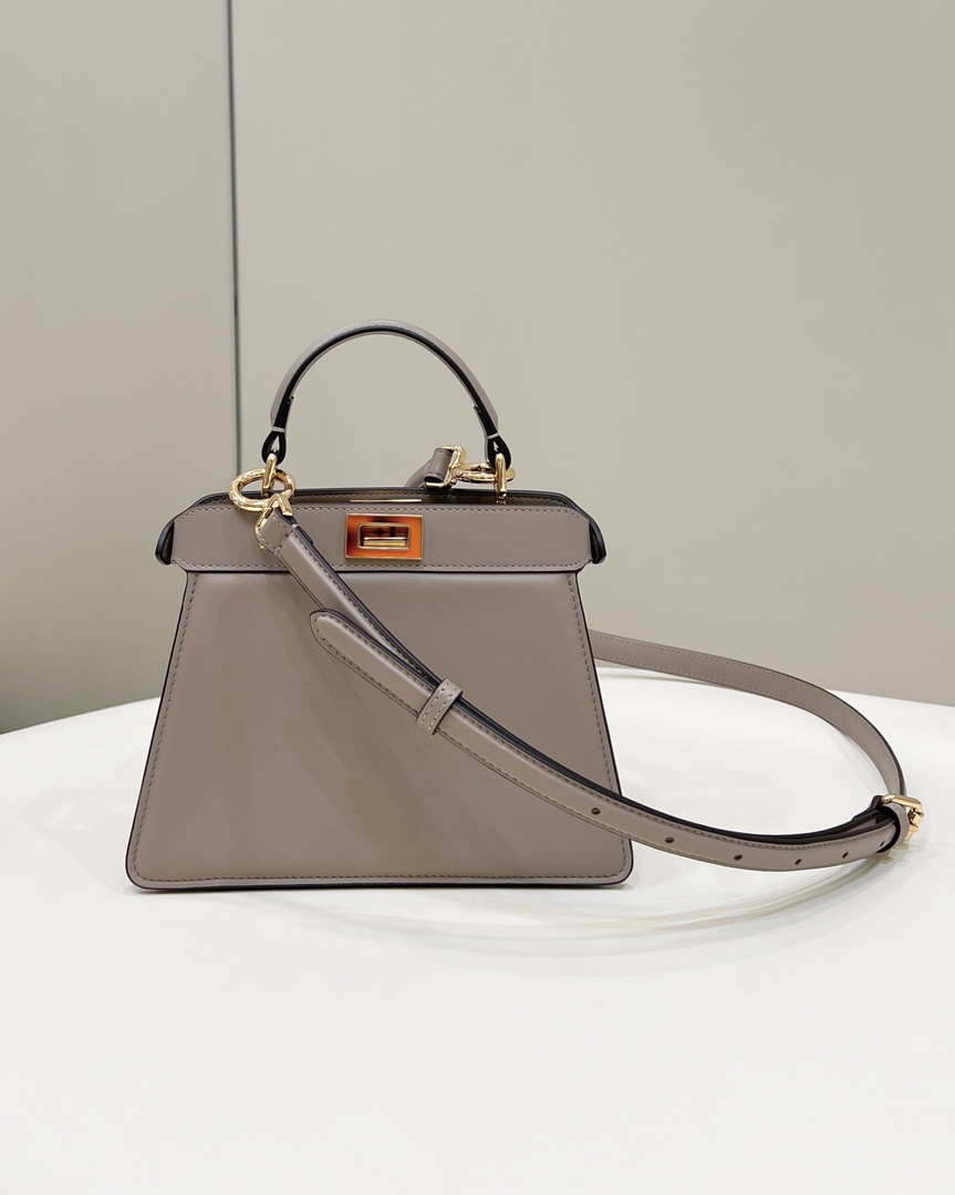 Fendi 8BN335 Peekaboo ISeeU Petite Milk Tea Padded Nappa Leather Bag