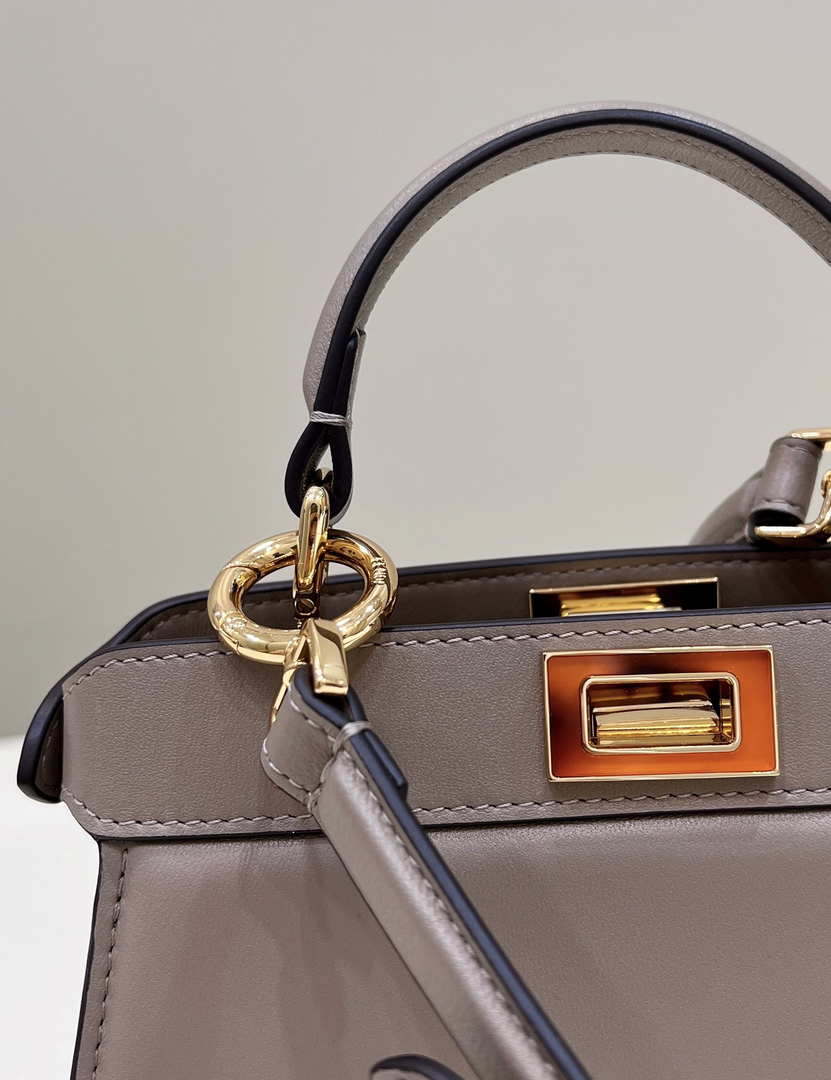 Fendi 8BN335 Peekaboo ISeeU Petite Milk Tea Padded Nappa Leather Bag
